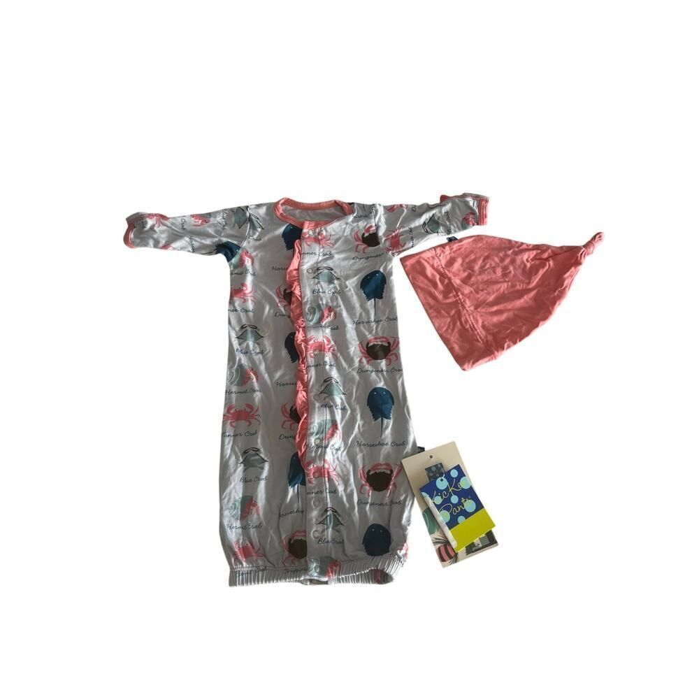 KicKee Pants Gown Converter and Single Knot Hat set size NB, NWT
